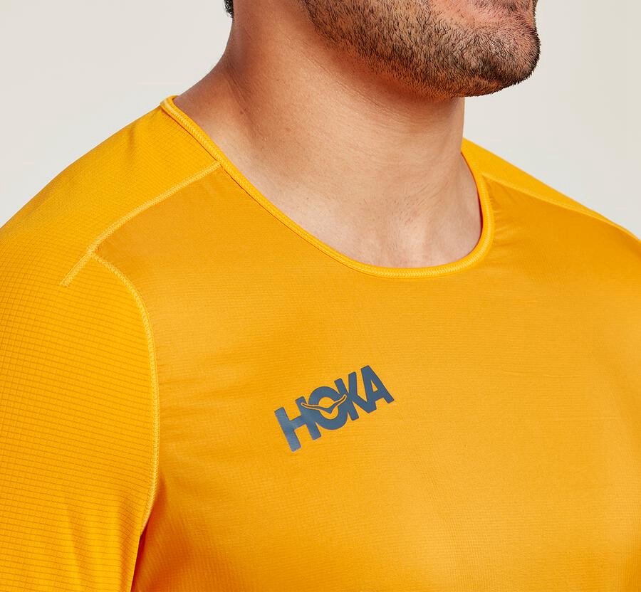 Hoka Australia One One Wind - Mens Tops Yellow - ZQGJW-8134